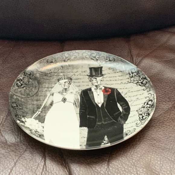 Fun Bones Dapper Skeleton Wedding Couple Halloween Salad Plate - Picture 7 of 10